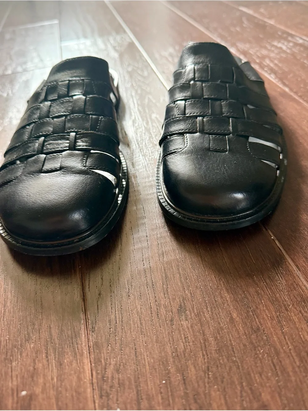Tommy Bahama Black Woven Leather Slide Sandals